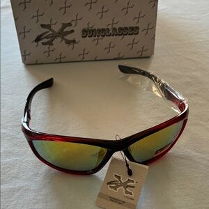 Red Mirrored Sport Sunglasses by